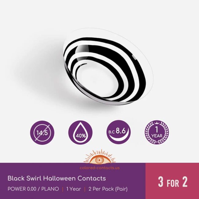 Black Swirl Halloween Contacts - Colored Contacts Black Swirl Halloween Contacts