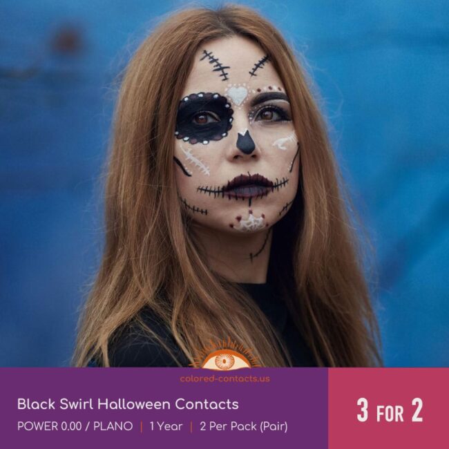 Black Swirl Halloween Contacts - Colored Contacts Black Swirl Halloween Contacts