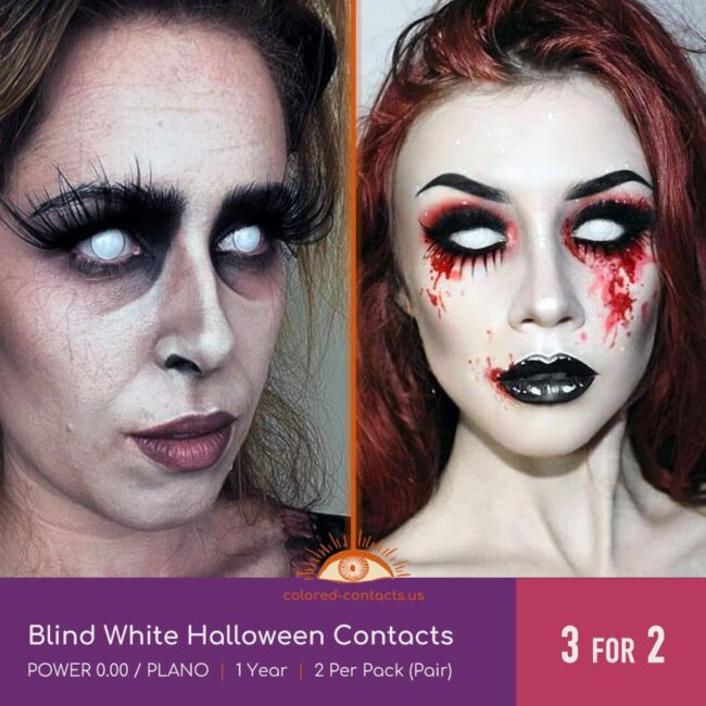 Blind White Halloween Contacts Premium Colored Contact Lenses