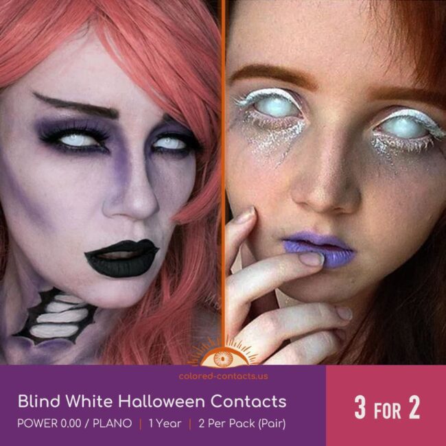 Blind White Halloween Contacts Premium Colored Contact Lenses
