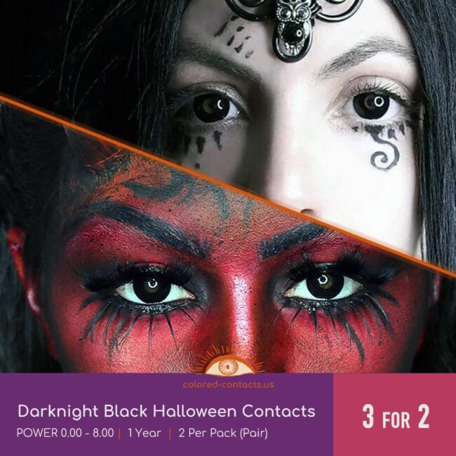 Darknight Black Halloween Contacts - Colored Contacts Darknight Black Halloween Contacts