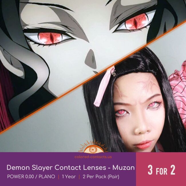 Demon Slayer Muzan Kibutsuji Cosplay Contact Lenses - Colored Contacts Demon Slayer Contact Lenses Muzan Cosplay