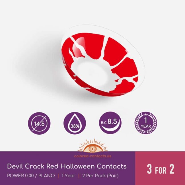 Devil Crack Red Halloween Contacts - Colored Contacts Devil Crack Red Halloween Contacts