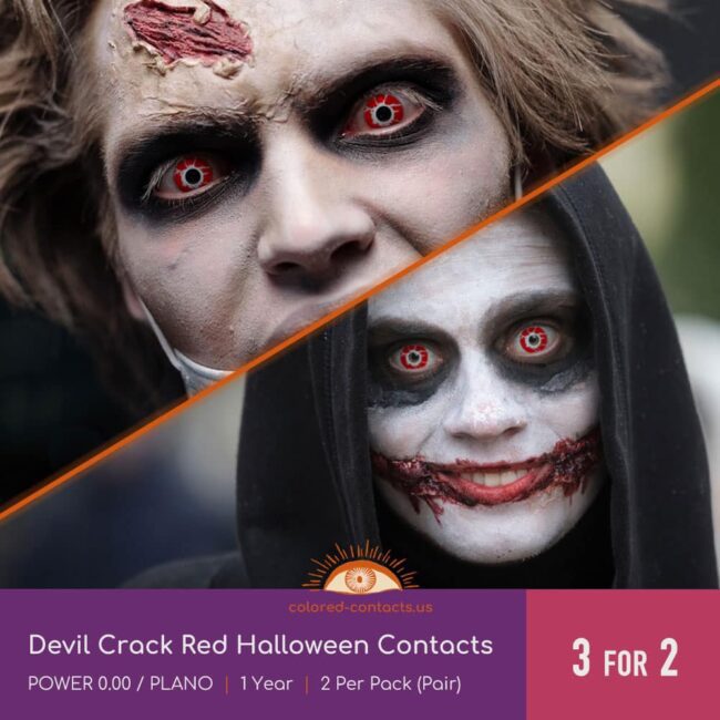 Devil Crack Red Halloween Contacts - Colored Contacts Devil Crack Red Halloween Contacts