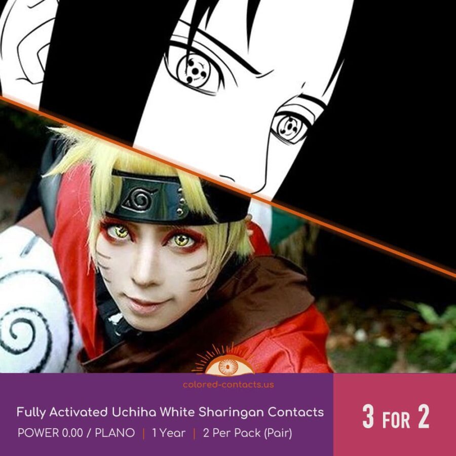 Fully Activated Uchiha White Sharingan Contacts