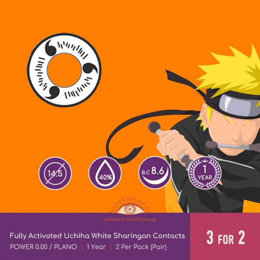 Fully Activated Uchiha White Sharingan Contacts