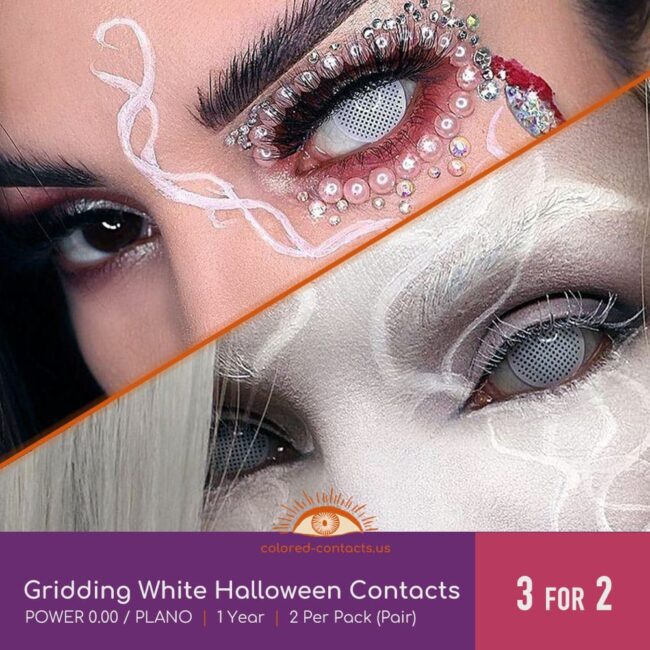 Gridding White Halloween Contacts