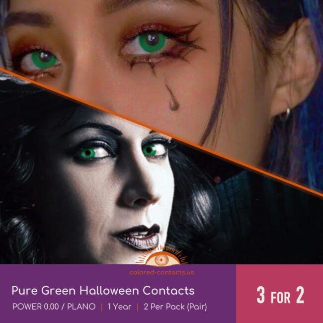 Pure Green Halloween Contacts