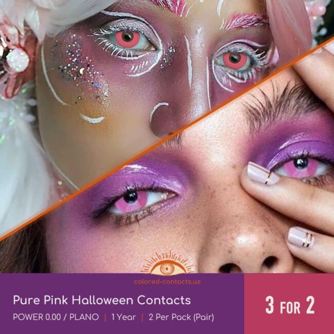 Pure Pink Halloween Contacts - Colored Contacts Pure Pink Halloween Contacts