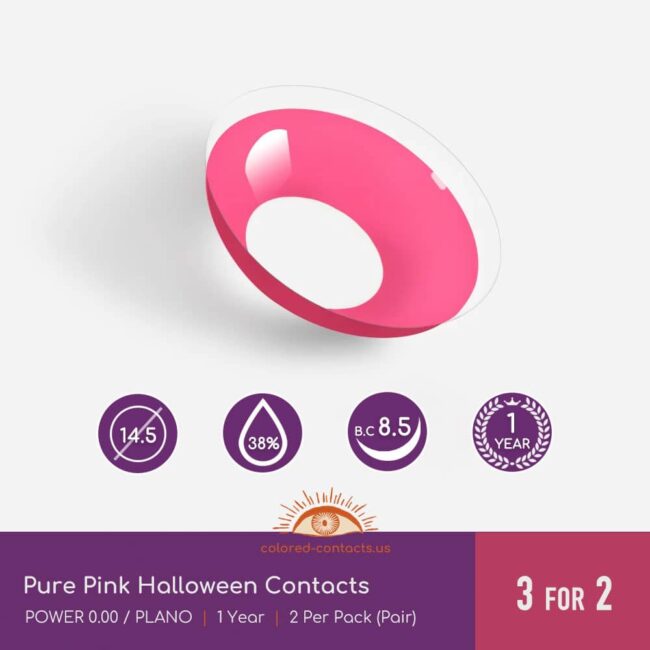 Pure Pink Halloween Contacts - Colored Contacts Pure Pink Halloween Contacts