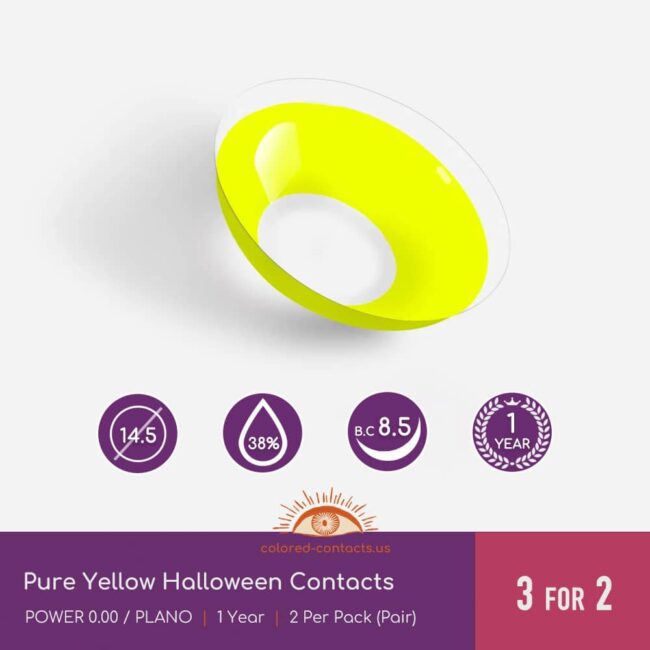Pure Yellow Halloween Contacts