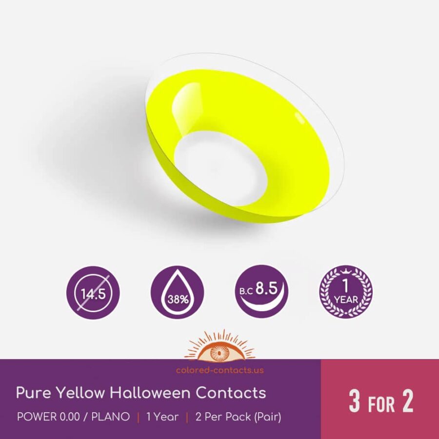 Pure Yellow Halloween Contacts