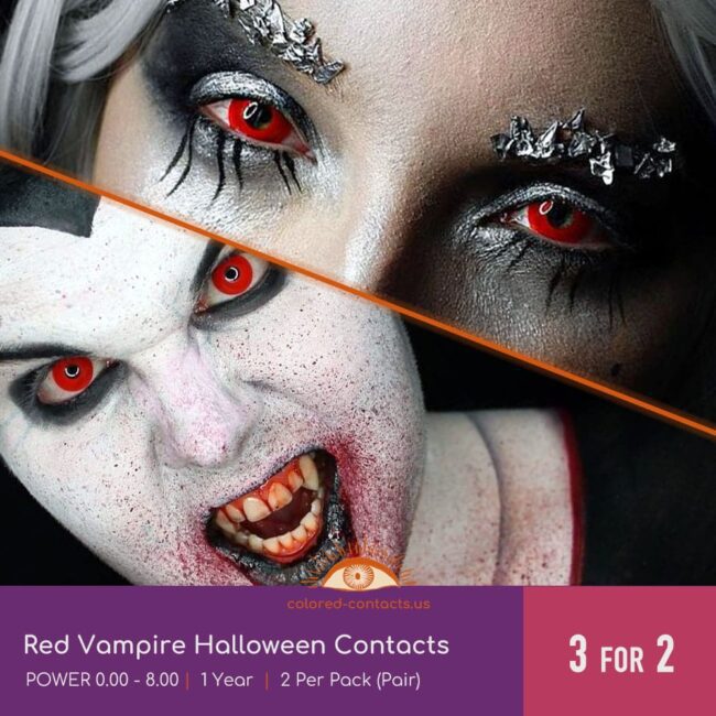 Red Vampire Halloween Contacts - Colored Contacts Red Vampire Halloween Contacts