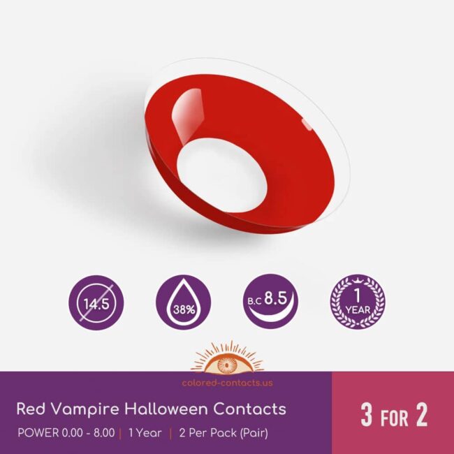 Red Vampire Halloween Contacts - Colored Contacts Red Vampire Halloween Contacts