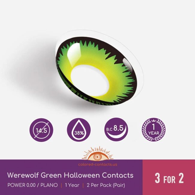 Werewolf Green Halloween Contacts - Colored Contacts Werewolf Green Halloween Contacts