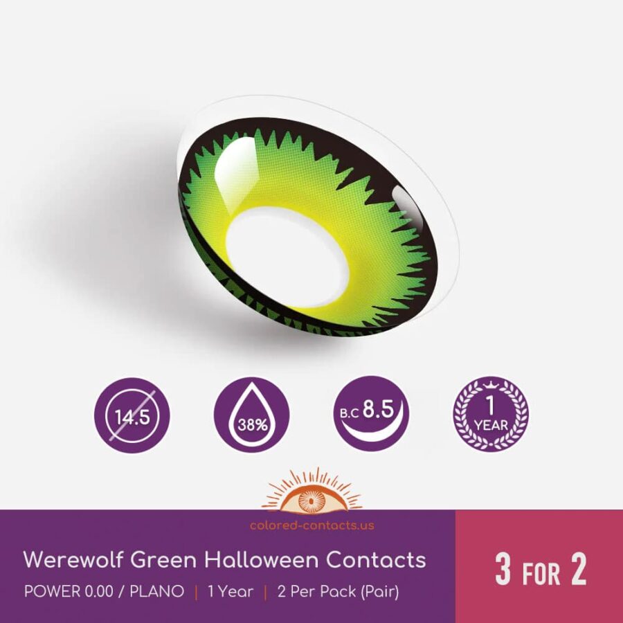 Werewolf Green Halloween Contacts