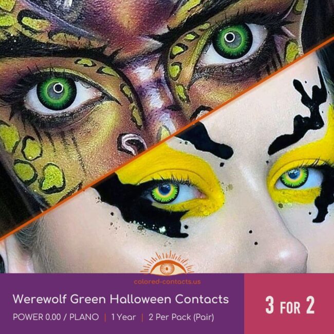 Werewolf Green Halloween Contacts - Colored Contacts Werewolf Green Halloween Contacts