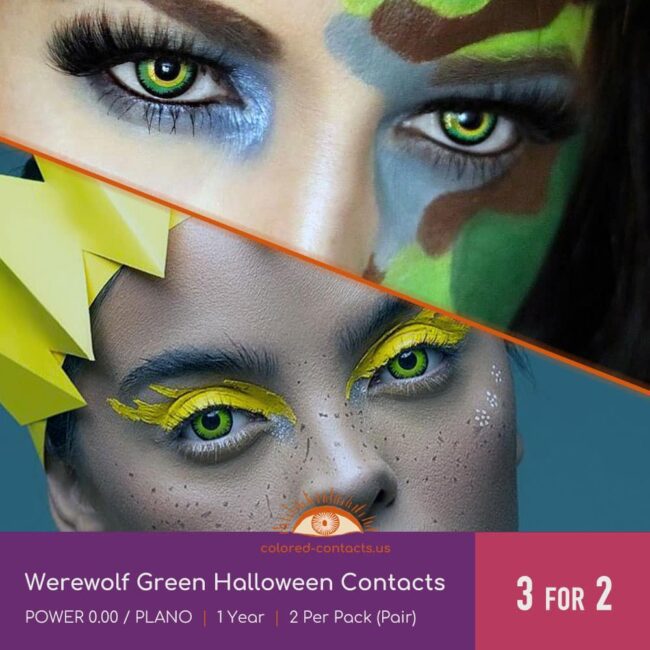 Werewolf Green Halloween Contacts - Colored Contacts Werewolf Green Halloween Contacts