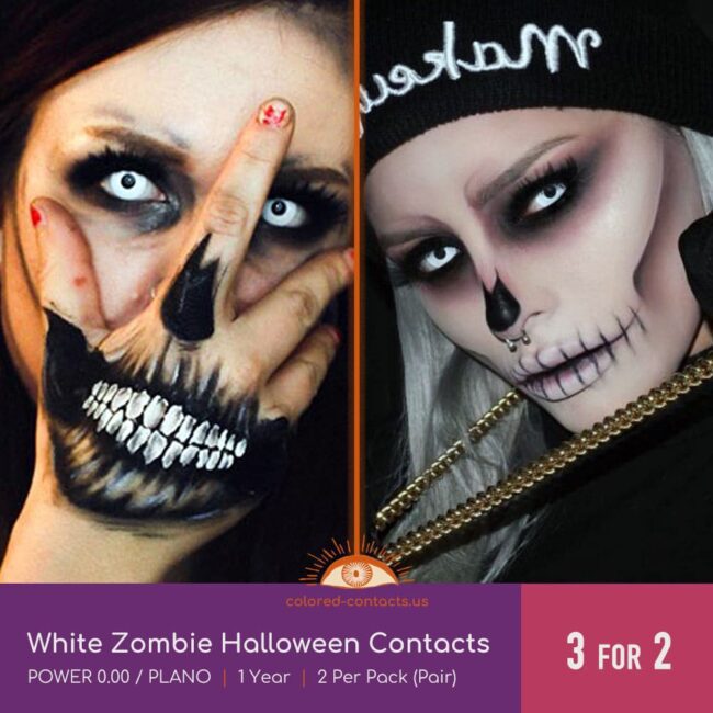 White Zombie Halloween Contacts - Colored Contacts White Zombie Halloween Contacts
