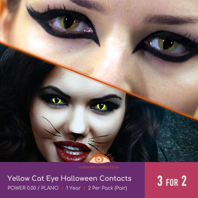 Yellow Cat Eye Halloween Contacts - Colored Contacts Yellow Cat Eye Halloween Contacts