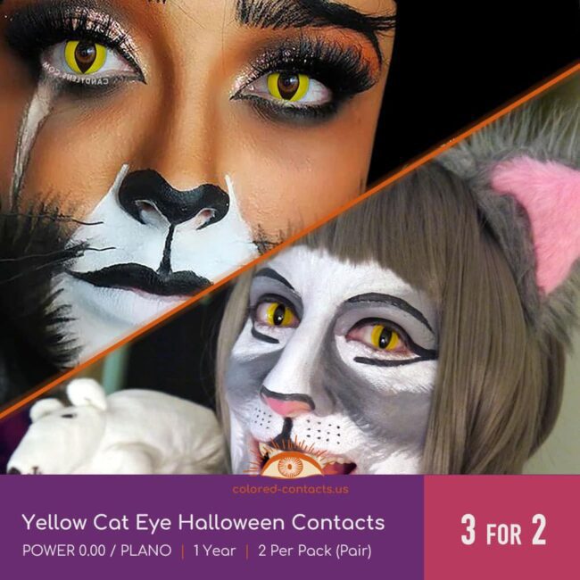 Yellow Cat Eye Halloween Contacts - Colored Contacts Yellow Cat Eye Halloween Contacts