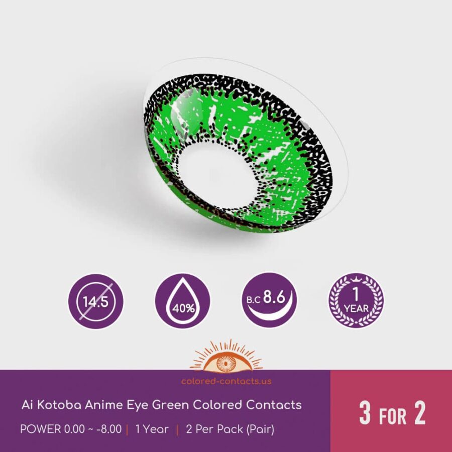 Ai Kotoba Anime Eye Green Colored Contacts