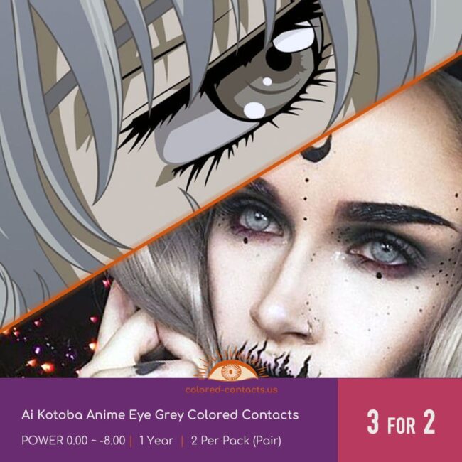 Ai Kotoba Anime Eye Grey Colored Contacts - Colored Contacts Ai Kotoba Anime Eye Grey Colored Contacts