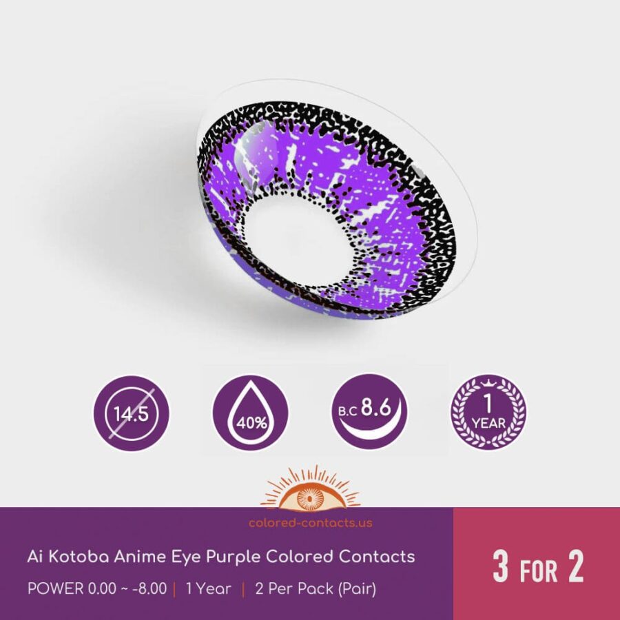 Ai Kotoba Anime Eye Purple Colored Contacts