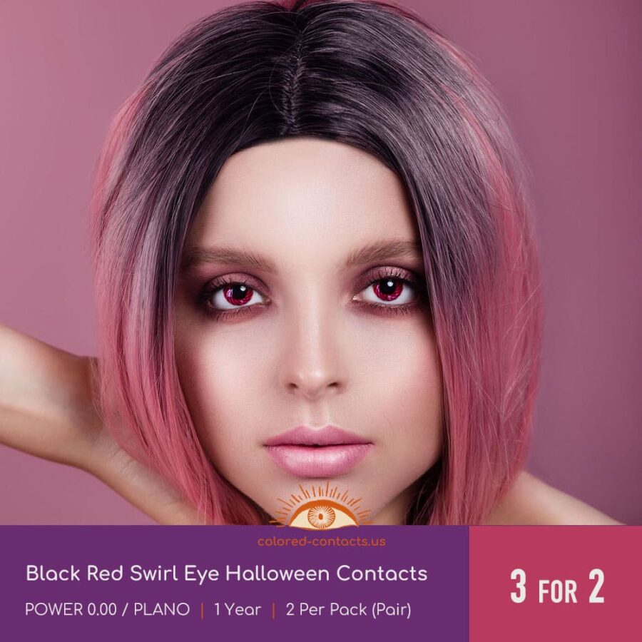 Black Red Swirl Eye Halloween Contacts