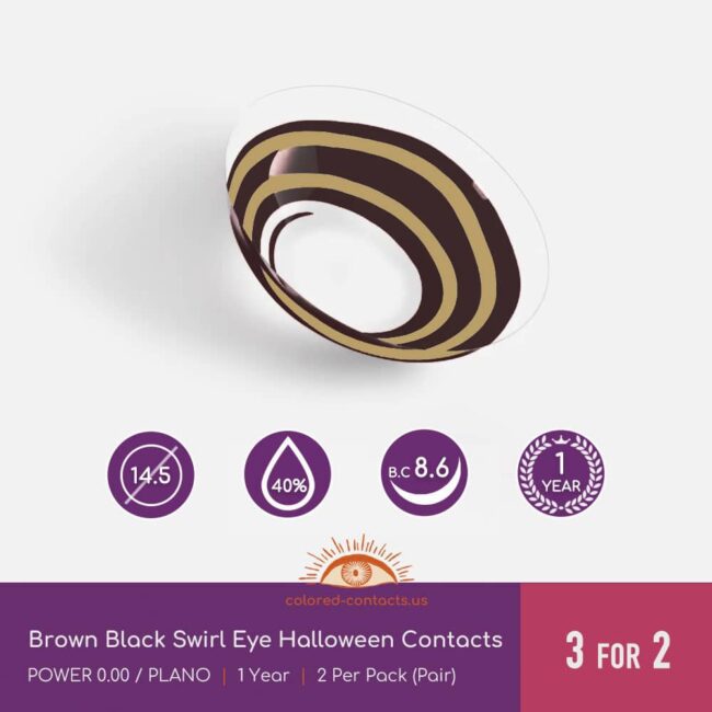 Brown Black Swirl Eye Halloween Contacts - Colored Contacts Brown Black Swirl Eye Halloween Contacts
