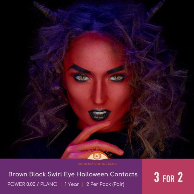 Brown Black Swirl Eye Halloween Contacts - Colored Contacts Brown Black Swirl Eye Halloween Contacts