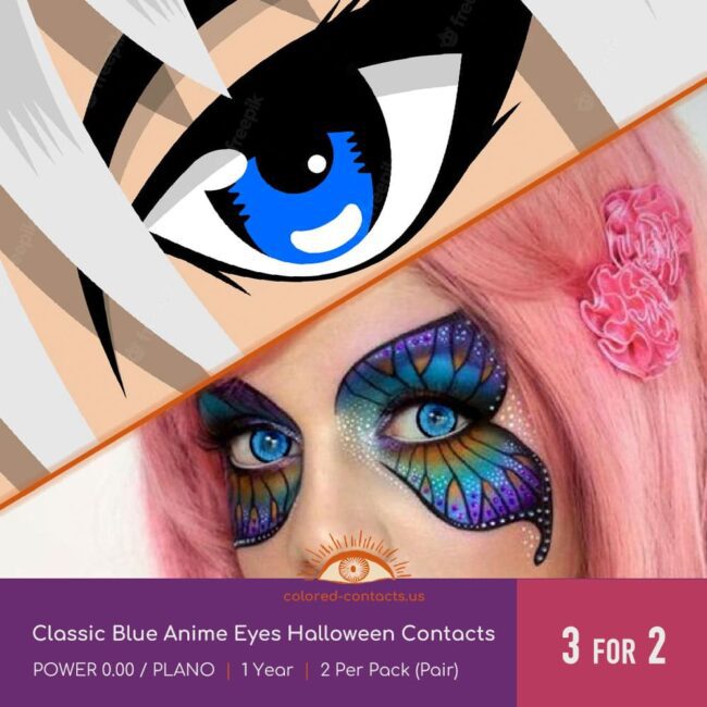 Classic Blue Anime Eyes Halloween Contacts - Colored Contacts Classic Blue Anime Eyes Halloween Contacts