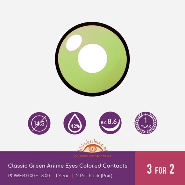 Classic Green Anime Eyes Colored Contacts - Colored Contacts Classic Green Anime Eyes Colored Contacts