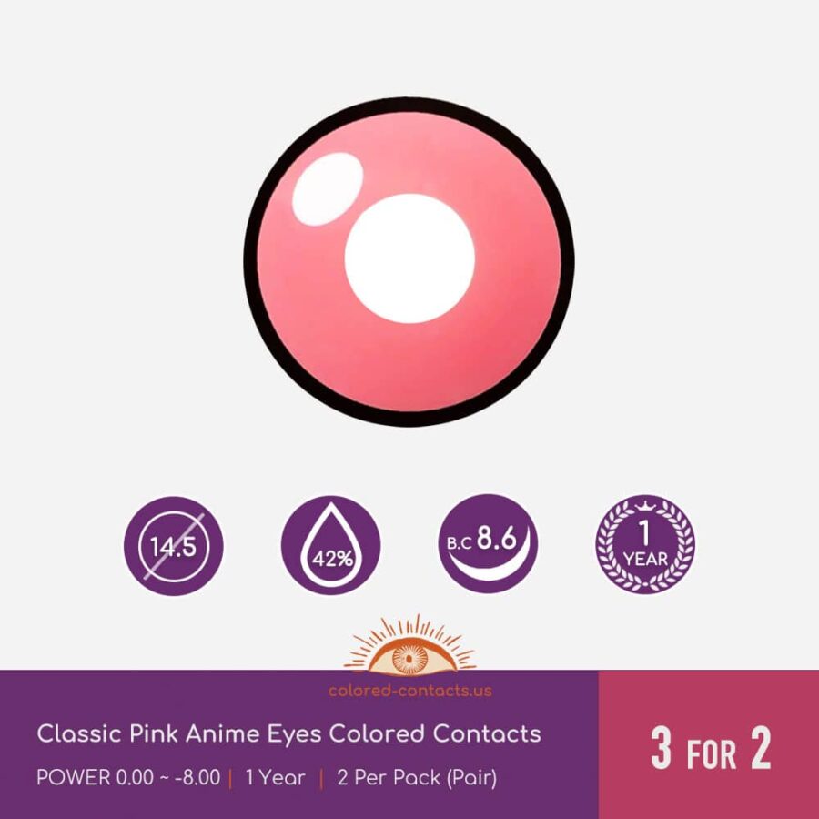 Classic Pink Anime Eyes Colored Contacts