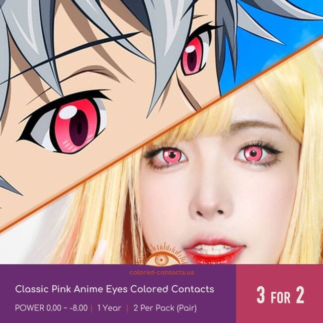 Classic Pink Anime Eyes Colored Contacts - Colored Contacts Classic Pink Anime Eyes Colored Contacts