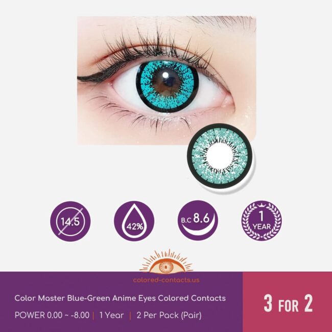 Color Master Blue-Green Anime Eyes Colored Contacts - Colored Contacts Color Master Blue-Green Anime Eyes Colored Contacts