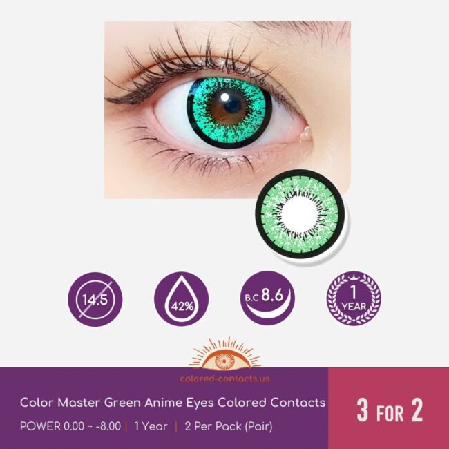 Color Master Green Anime Eyes Colored Contacts - Colored Contacts Color Master Green Anime Eyes Colored Contacts
