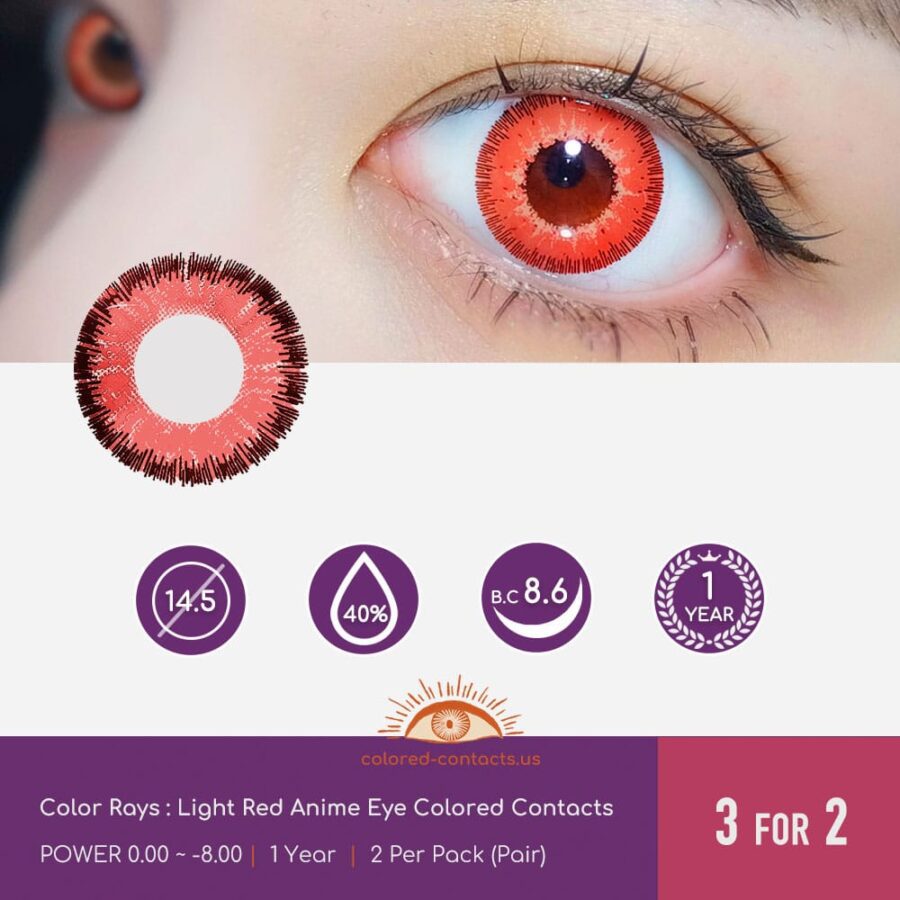 Light Red Anime Eye Colored Contacts