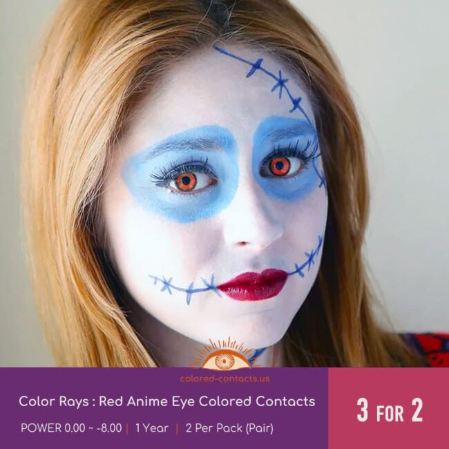 Color Rays Red Anime Eye Colored Contacts - Colored Contacts Color Rays Red Anime Eye Colored Contacts