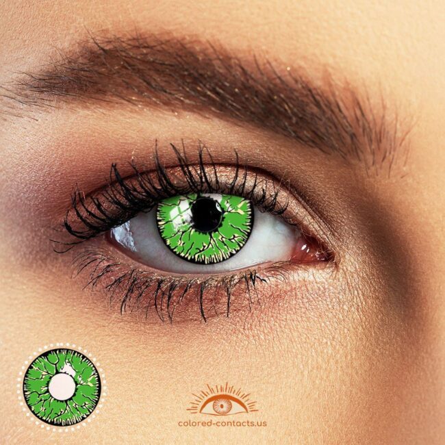 Demon Green Crack Eye Halloween Contacts
