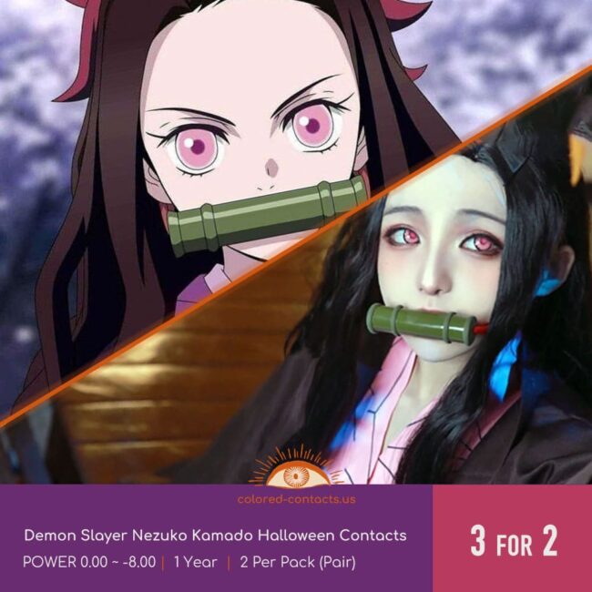 Demon Slayer Nezuko Kamado Halloween Contacts - Colored Contacts Demon Slayer Nezuko Kamado Halloween Contacts