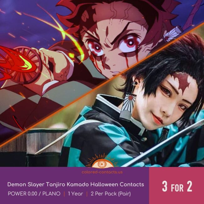 Demon Slayer Tanjiro Kamado Halloween Contacts - Colored Contacts Demon Slayer Tanjiro Kamado Halloween Contacts