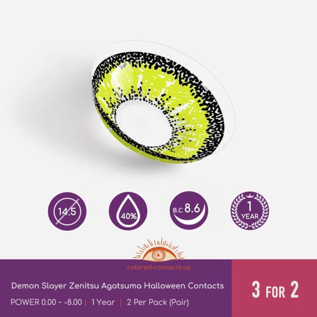 Demon Slayer Zenitsu Agatsuma Halloween Contacts - Colored Contacts Demon Slayer Zenitsu Agatsuma Halloween Contacts