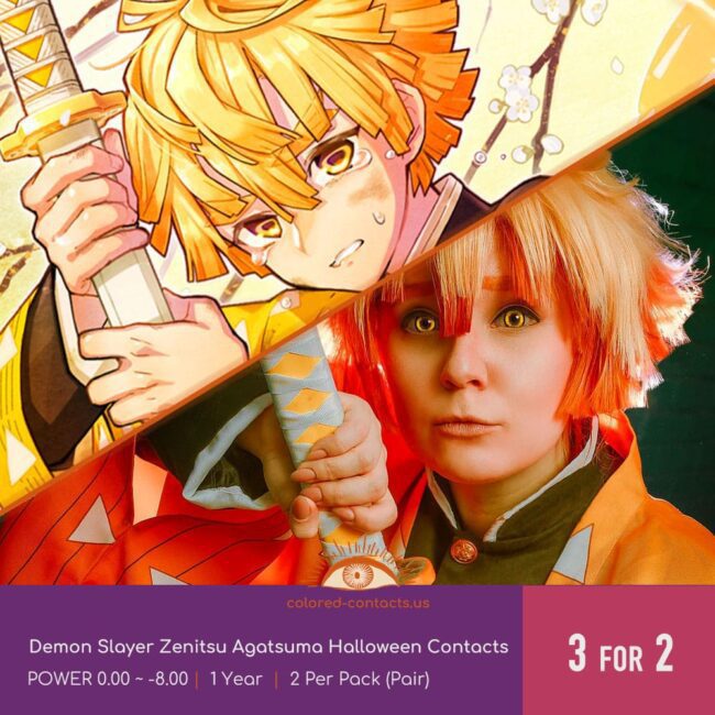 Demon Slayer Zenitsu Agatsuma Halloween Contacts - Colored Contacts Demon Slayer Zenitsu Agatsuma Halloween Contacts