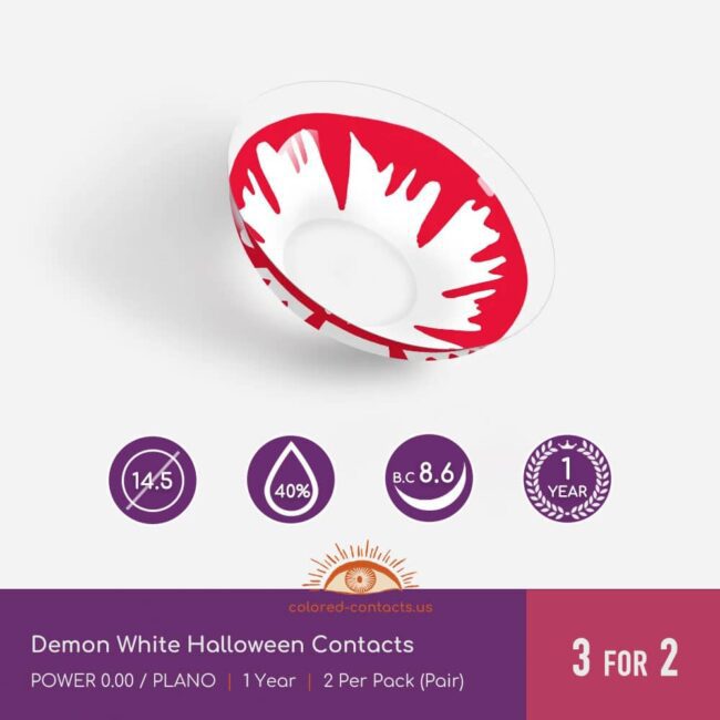 Demon White Halloween Contacts - Colored Contacts Demon White Halloween Contacts
