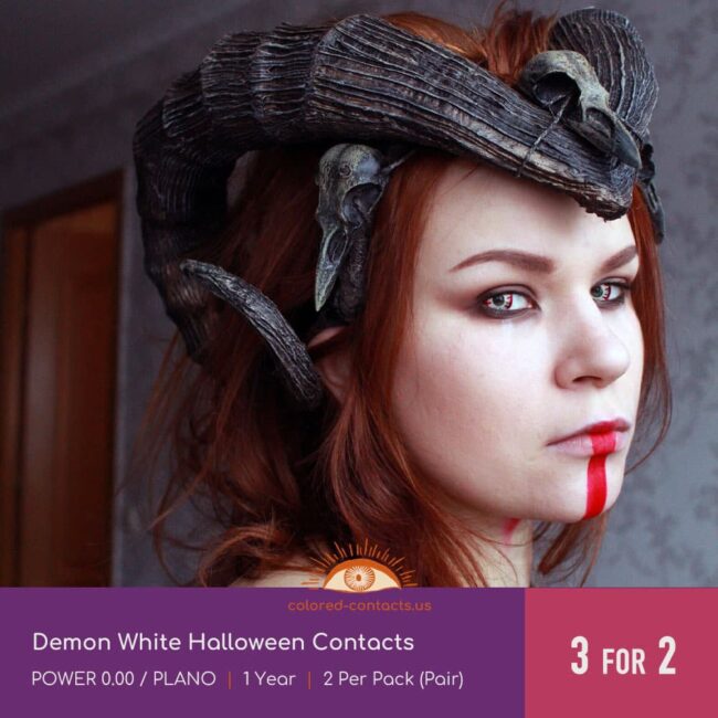 Demon White Halloween Contacts - Colored Contacts Demon White Halloween Contacts