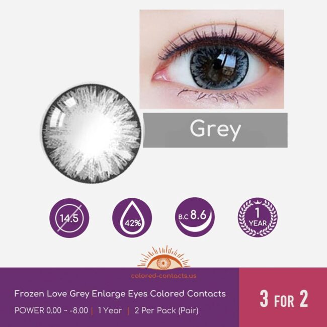 Frozen Love Grey Enlarge Eyes Colored Contacts - Colored Contacts Frozen Love Grey Enlarge Eyes Colored Contacts