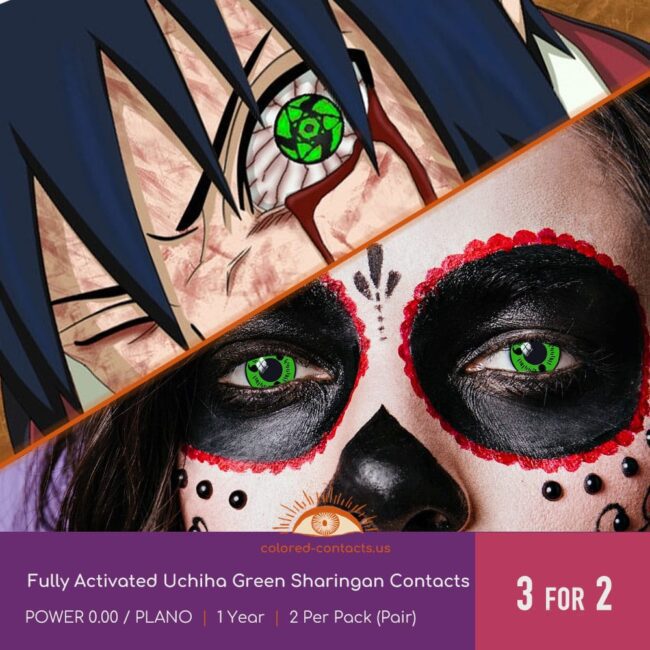 Fully Activated Uchiha Green Sharingan Contacts - Colored Contacts Fully Activated Uchiha Green Sharingan Contacts