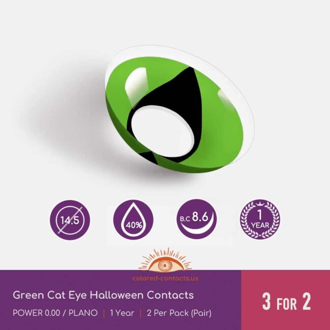 Green Cat Eye Halloween Contacts - Colored Contacts Green Cat Eye Halloween Contacts