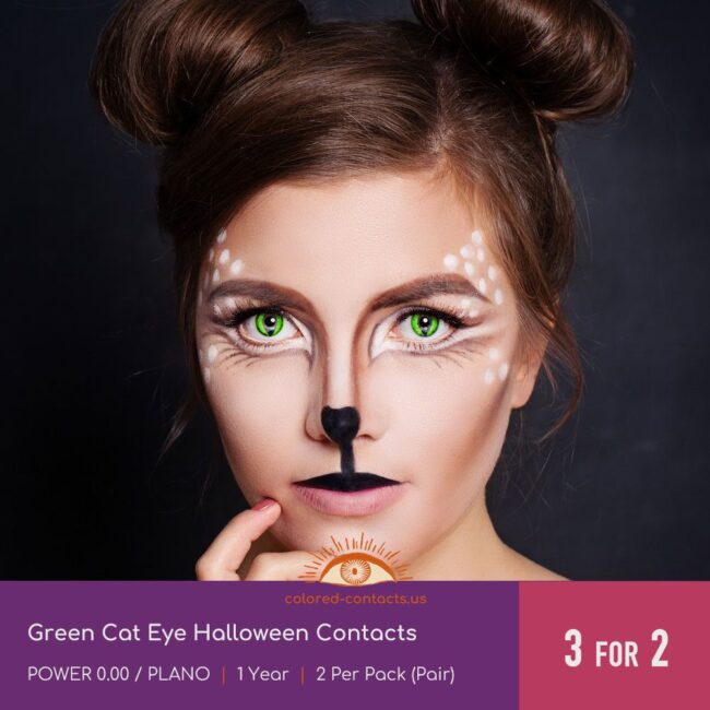 Green Cat Eye Halloween Contacts - Colored Contacts Green Cat Eye Halloween Contacts